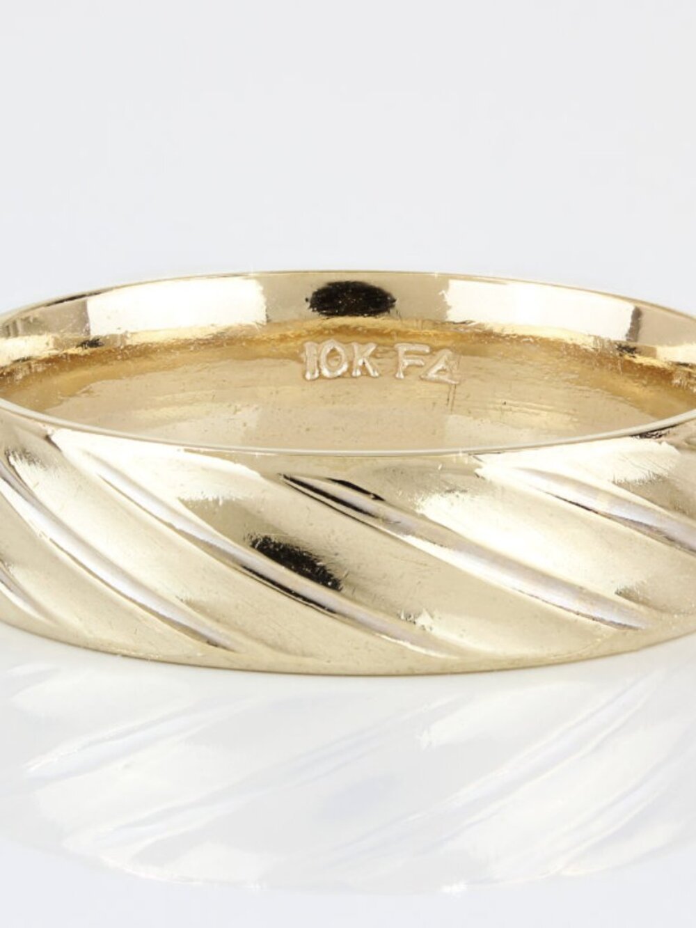 Vintage Frederick Goldman 10K Gold Two Tone Diagonal Stripe Wedding Band Ring